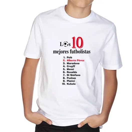 Camiseta infantil personalizada '10 futbolistas' (Idea de regalo original)