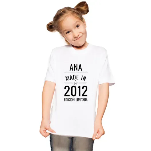 Camiseta infantil personalizada Made in (Idea de regalo original)