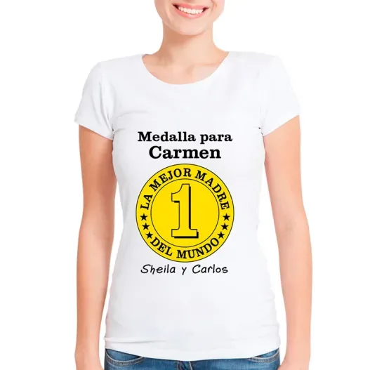 Camiseta medalla mejor madre personalizada (Vista alternativa)
