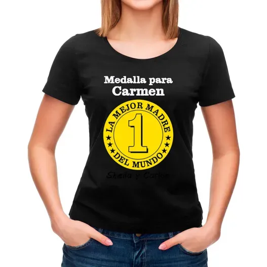 Camiseta medalla mejor madre personalizada (Idea de regalo original)