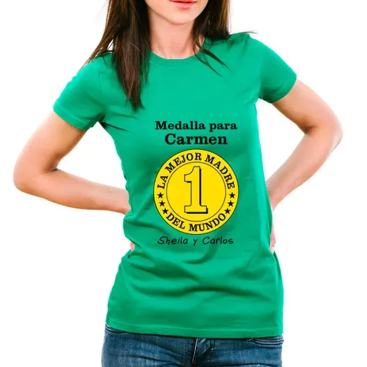 Camiseta medalla mejor madre personalizada (Foto de catálogo)