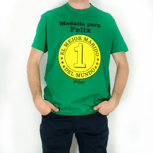 Camiseta medalla mejor marido personalizada