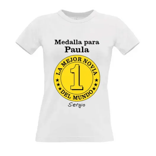 Camiseta medalla mejor novia personalizada (Foto de catálogo)