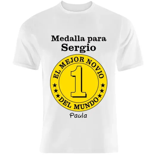 Camiseta medalla mejor novio personalizada (Foto de catálogo)