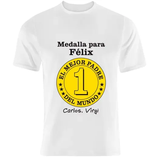 Camiseta medalla al mejor padre personalizada (Idea de regalo original)