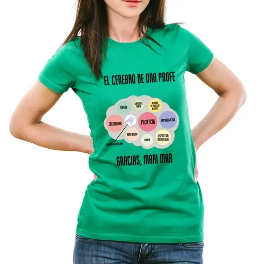 Camiseta para profesoras El cerebro de una profe (Detalle de presentación)