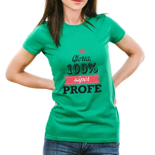 Camiseta personalizada 100% SuperProfe (Detalle de presentación)