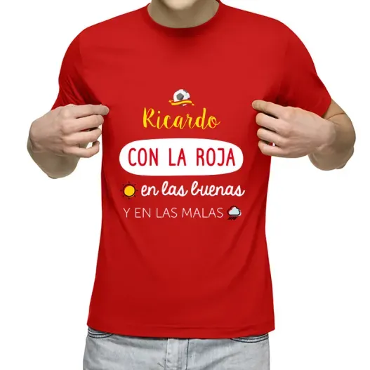 Camiseta personalizada con la roja (Detalle de presentación)