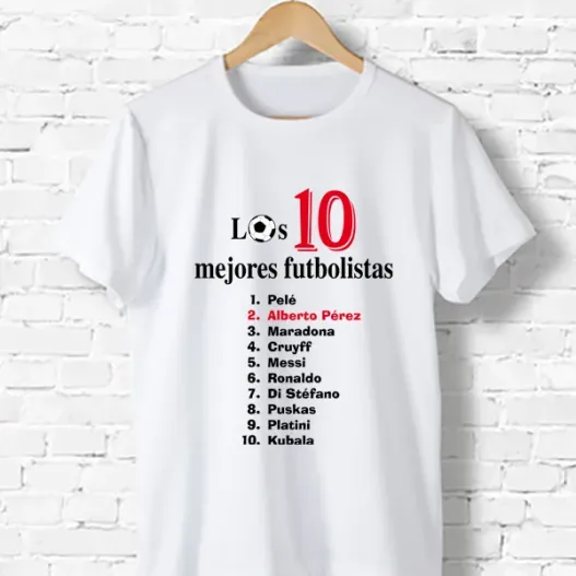 Camiseta personalizada 'Top 10 futbolistas' (Idea de regalo original)