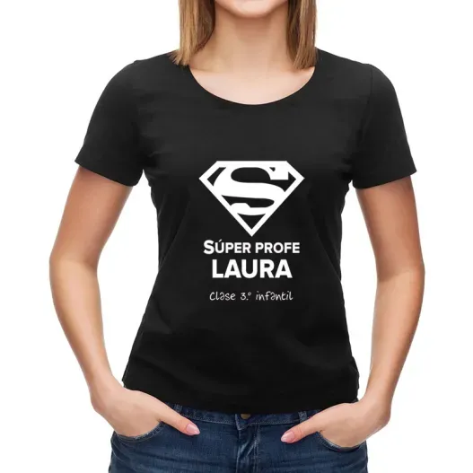 Camiseta S&uacute;per Profe personalizada para profesoras (Idea de regalo original)