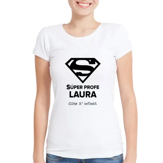 Camiseta S&uacute;per Profe personalizada para profesoras (Detalle de presentación)