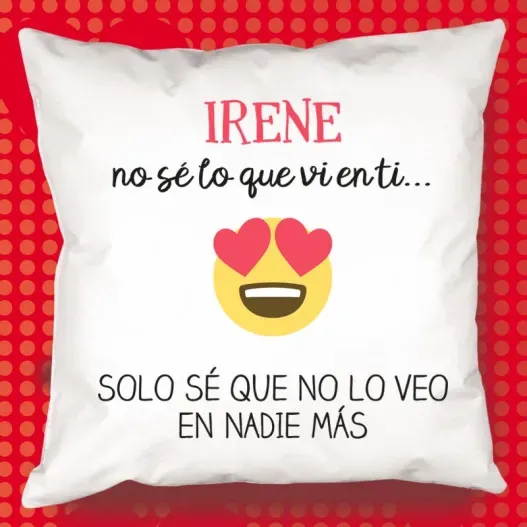Coj&iacute;n emoticono enamorado personalizado (Detalle de presentación)