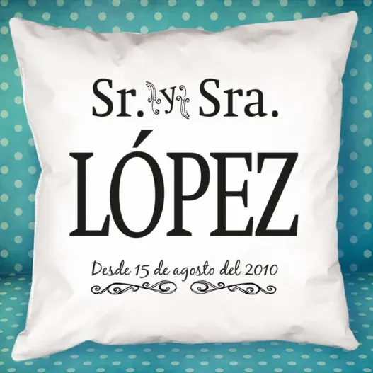 Coj&iacute;n personalizado Sr y Sra (Idea de regalo original)