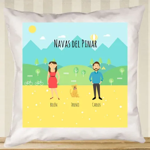 Coj&iacute;n Familia Molona personalizado (Vista alternativa)
