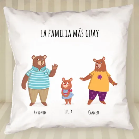 Coj&iacute;n familia Oso personalizado (Idea de regalo original)