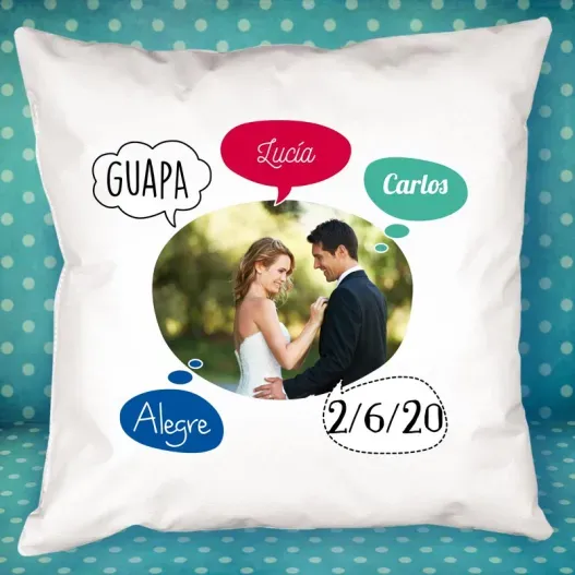 Coj&iacute;n personalizado 'burbujas' para pareja (Vista alternativa)