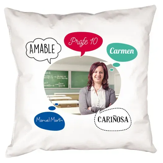 Coj&iacute;n personalizado 'burbujas' para profe (Idea de regalo original)