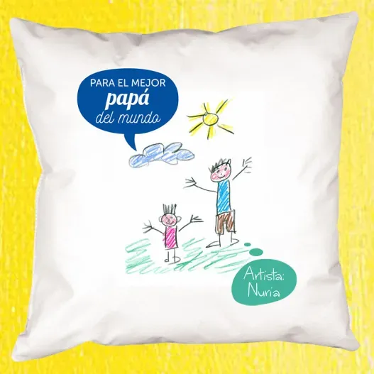 Coj&iacute;n personalizado con el dibujo de tu hijo (Vista alternativa)