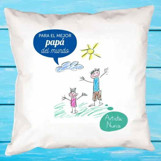 Coj&iacute;n personalizado con el dibujo de tu hijo (Detalle de presentación)