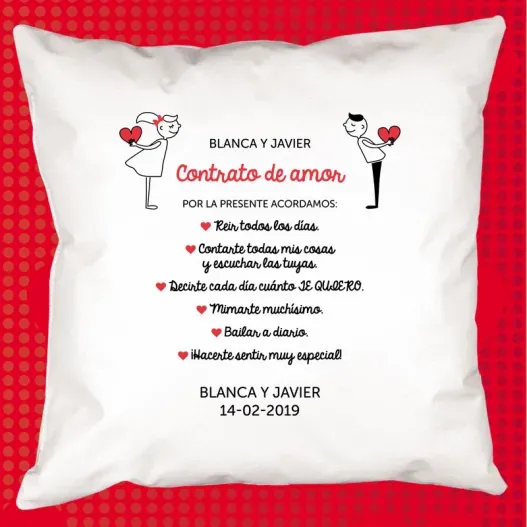 Coj&iacute;n personalizado contrato de amor (Idea de regalo original)