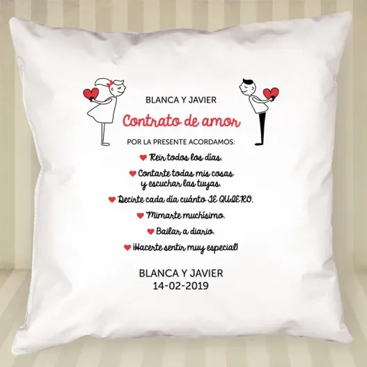 Coj&iacute;n personalizado contrato de amor (Vista alternativa)
