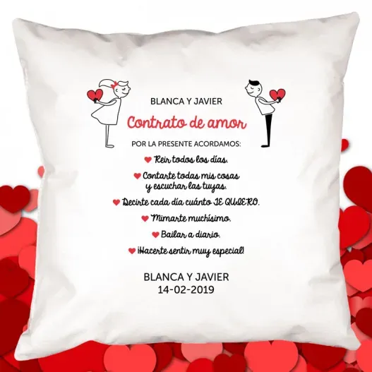 Coj&iacute;n personalizado contrato de amor (Foto de catálogo)