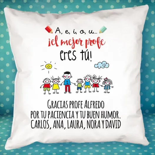 Coj&iacute;n personalizado 'El mejor profe eres t&uacute;' (Vista alternativa)