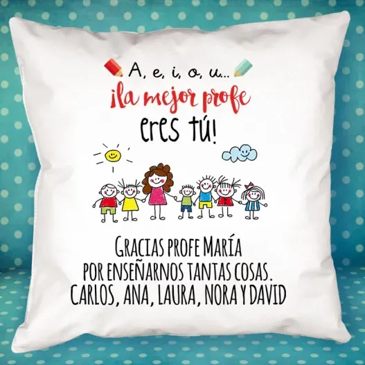 Coj&iacute;n personalizado 'El mejor profe eres t&uacute;'