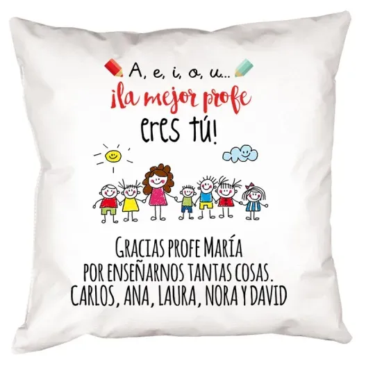 Coj&iacute;n personalizado 'El mejor profe eres t&uacute;' (Detalle de presentación)