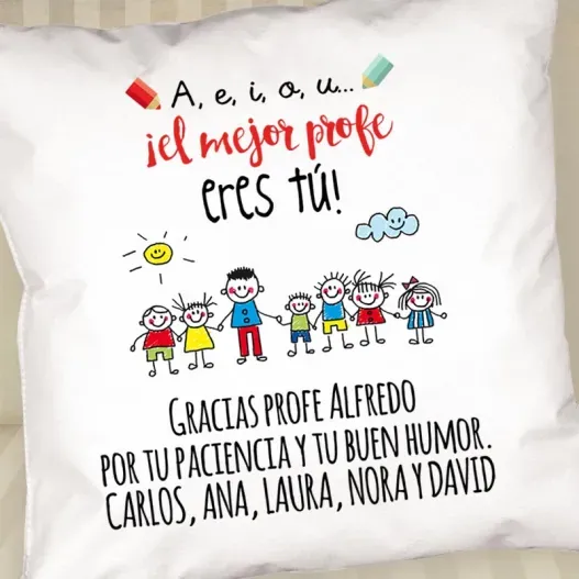 Coj&iacute;n personalizado 'El mejor profe eres t&uacute;' (Idea de regalo original)
