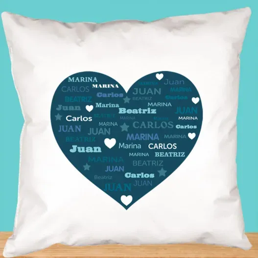 Coj&iacute;n personalizado Familia 'Coraz&oacute;n'