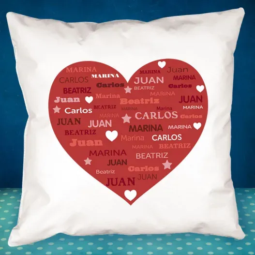 Coj&iacute;n personalizado Familia 'Coraz&oacute;n' (Vista alternativa)