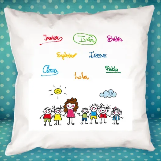 Coj&iacute;n personalizado firmas para profe (Detalle de presentación)