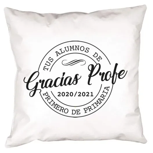 Coj&iacute;n personalizado 'Gracias profe' (Detalle de presentación)