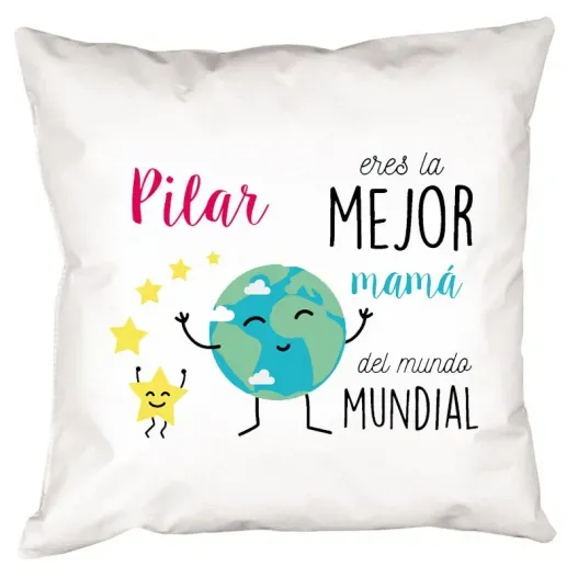 Coj&iacute;n personalizado la mejor del mundo (Detalle de presentación)