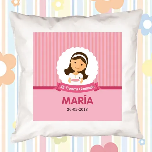Coj&iacute;n personalizado Mi primera comuni&oacute;n ni&ntilde;a (Vista alternativa)