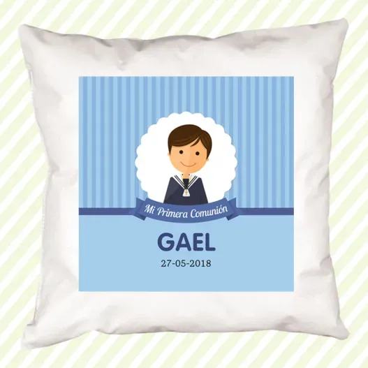 Coj&iacute;n personalizado Mi primera comuni&oacute;n ni&ntilde;o (Vista alternativa)