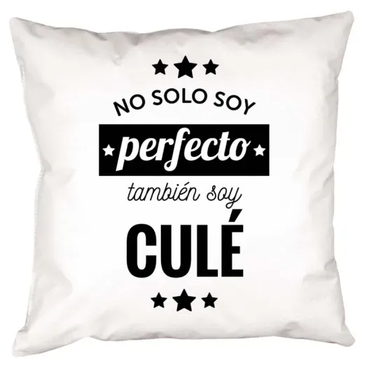 Coj&iacute;n personalizado 'No solo soy perfecto' (Detalle de presentación)