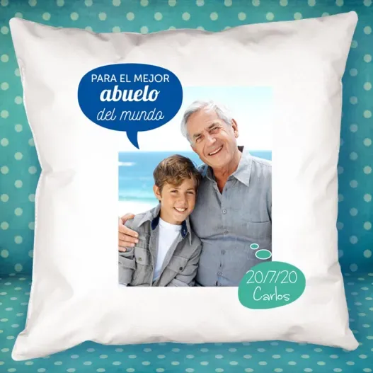 Coj&iacute;n personalizado para abuelo con dibujo o foto