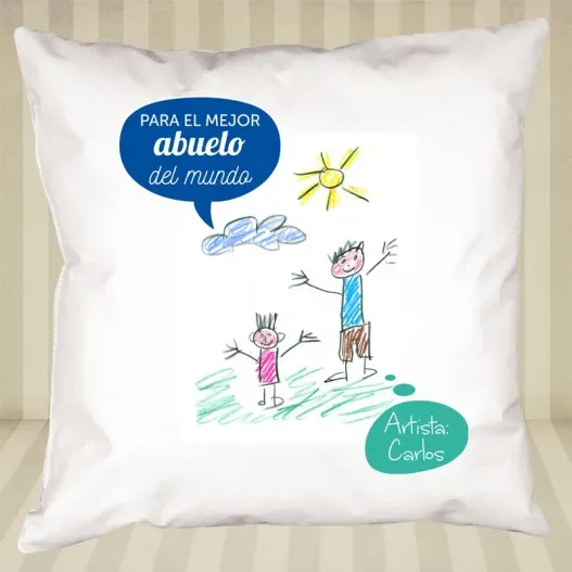 Coj&iacute;n personalizado para abuelo con dibujo o foto (Detalle de presentación)