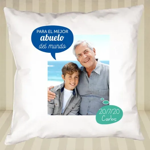 Coj&iacute;n personalizado para abuelo con dibujo o foto (Idea de regalo original)