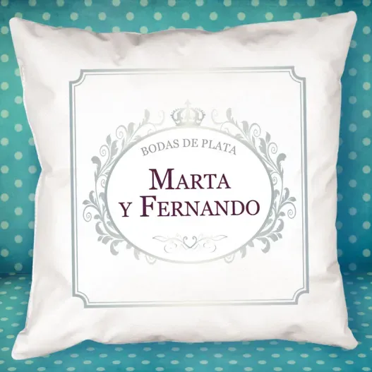 Coj&iacute;n personalizado para Bodas de Plata (Idea de regalo original)