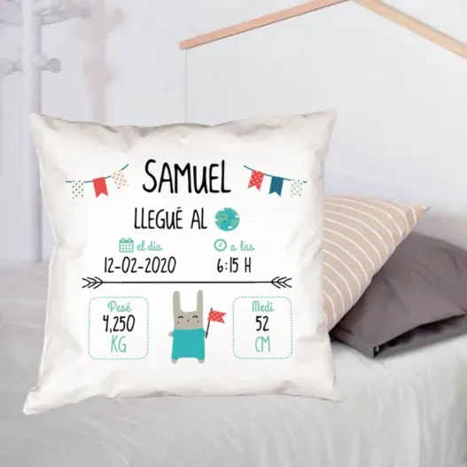 Coj&iacute;n personalizado para reci&eacute;n nacido (Idea de regalo original)