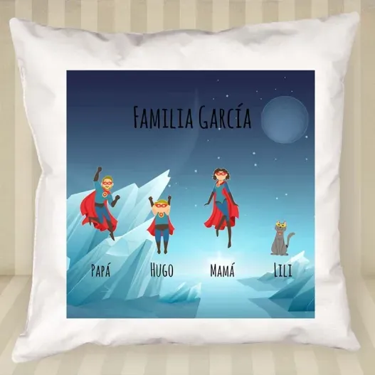 Coj&iacute;n S&uacute;per familia personalizado (Idea de regalo original)