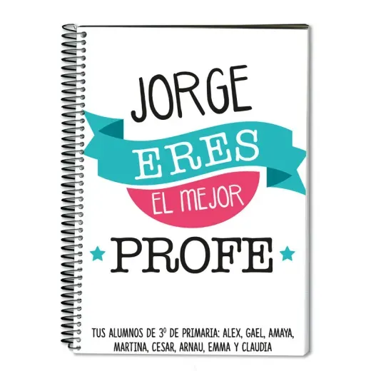 Cuaderno Mejor Profe personalizado (Idea de regalo original)