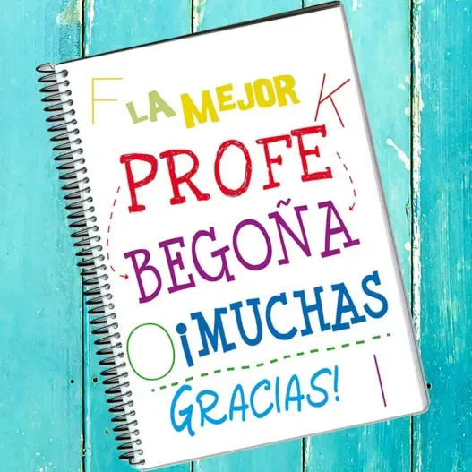 Cuaderno personalizado Mejor Profe (Detalle de presentación)