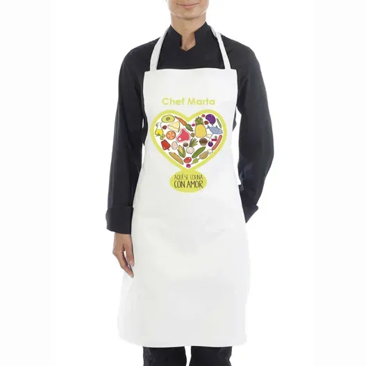 Delantal cocina con amor personalizado