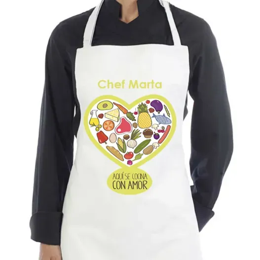 Delantal cocina con amor personalizado (Idea de regalo original)