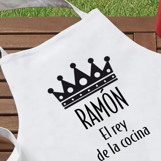 Delantal "El rey de la cocina" personalizado (Idea de regalo original)