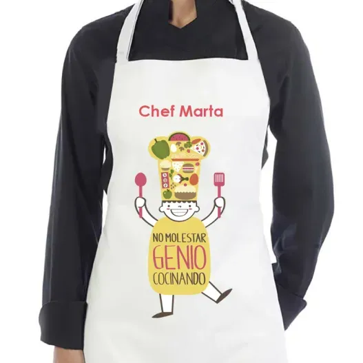 Delantal genio cocinando personalizado (Idea de regalo original)